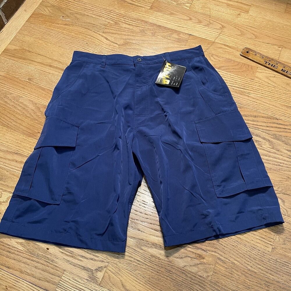 Lightweight Soft Canvas Wide Leg Blue Cargo Shorts Bignd Sz 34-36 (Large) Y2K